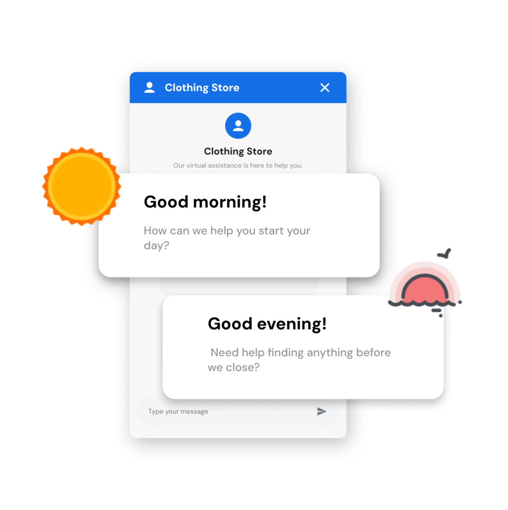 Time Based chatbot Greetings, Ai chatbot greeting for morning, Time Based Greetings